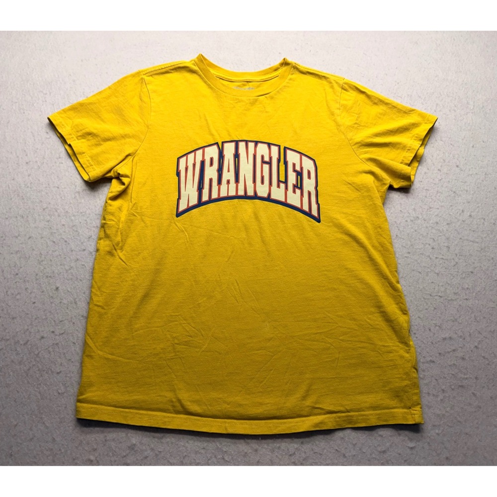 Wrangler Womens Yellow Graphic Logo T-Shirt Medium WAA 112350189 Short Sleeve